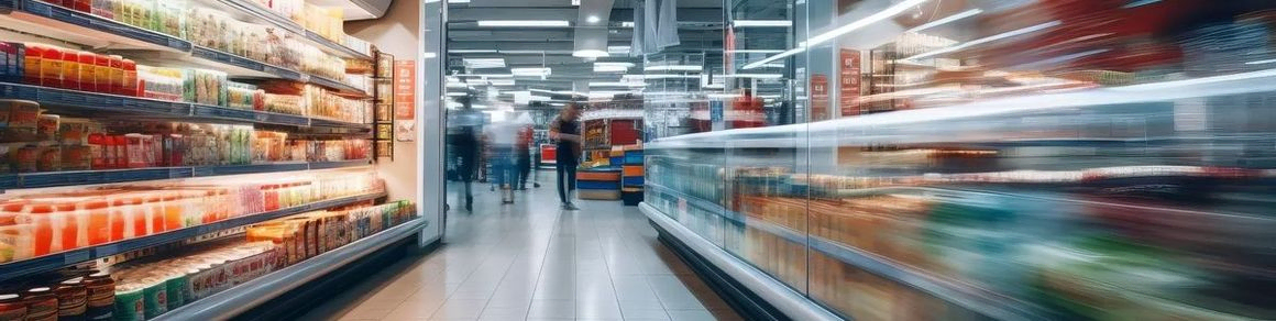 pasillo de supermercado con fondo borroso